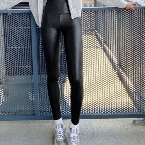 Like New! Aritzia Japanese Faux Leather Black Leggings, XS - Picture 1 of 5